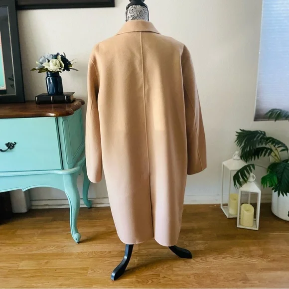 Theory Kaiter Wool & Cashmere Coat in Buckwheat / Dark Elm Size Large - Picture 4 of 9
